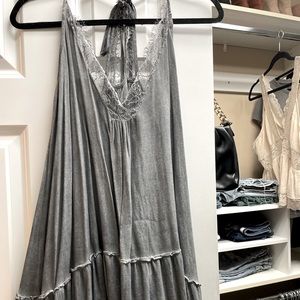 Free People Grey/Light blue Lace Tank top.